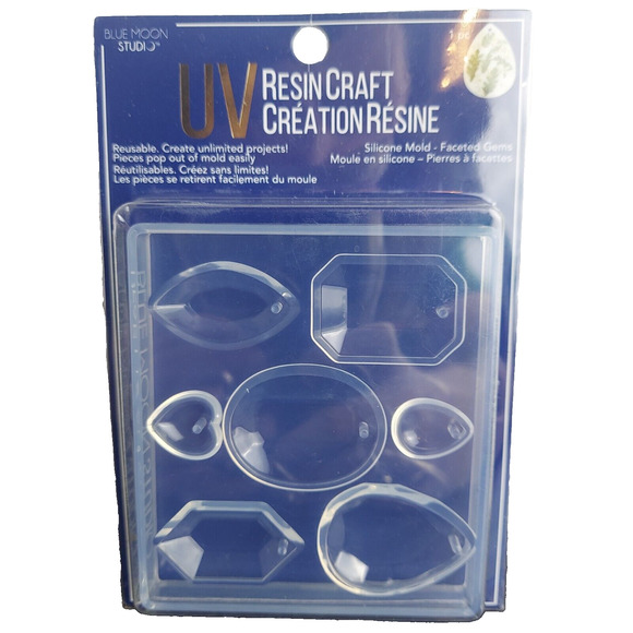 Blue Moon UV Resin Craft Mold Silicone Faceted Gems Necklace Pendants Earrings - Picture 1 of 3